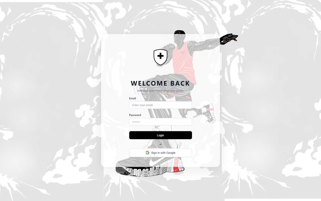 Nutrico staff-panel sign-in screen with empty email field and password input